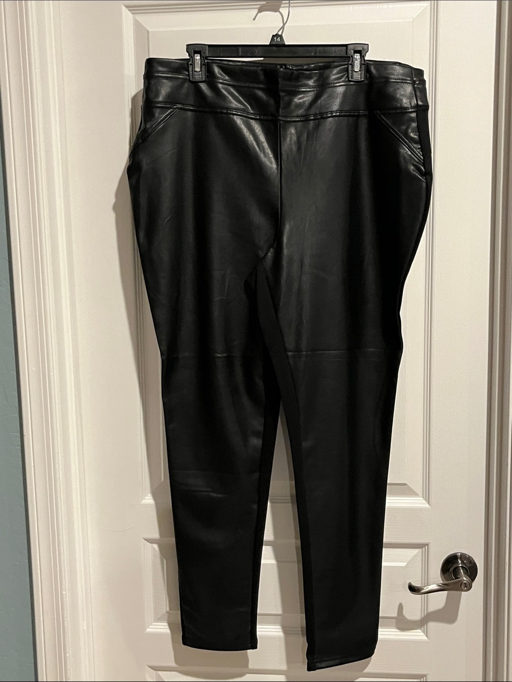 Ashley Stewart Black Faux Leather High-Rise Pants